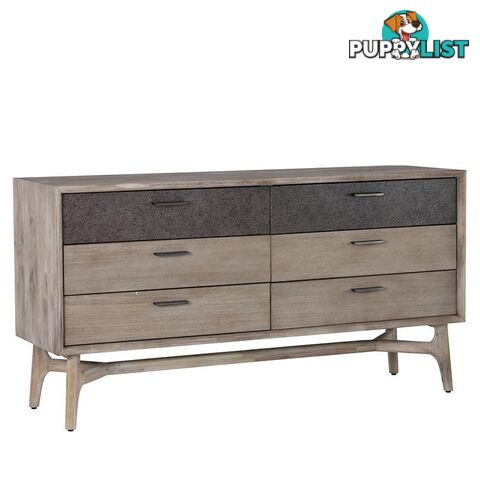 CORBIN Dresser 6 Drawers 155cm Acacia Solid Wood - Sandblast - 355003 - 9334719009179