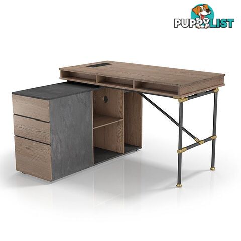 PARKER Executive Office Desk with Left Cabinet 1.4M - Tobacco - WF-PW002B-L - 9334719004396