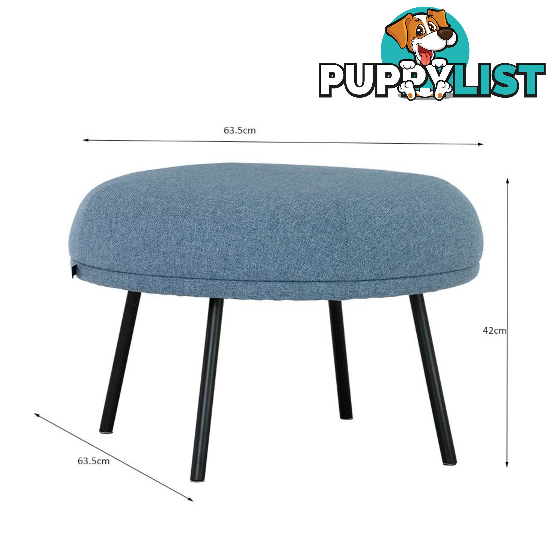 JUSTY Footstool/ Ottoman 63.5cm - Marble Blue - 236068 - 9334719007199