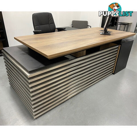 PHOENIX Executive Desk with Left Return 2.2M - Warm Oak & Black - WF-N2201-LEFT - 9334719011592