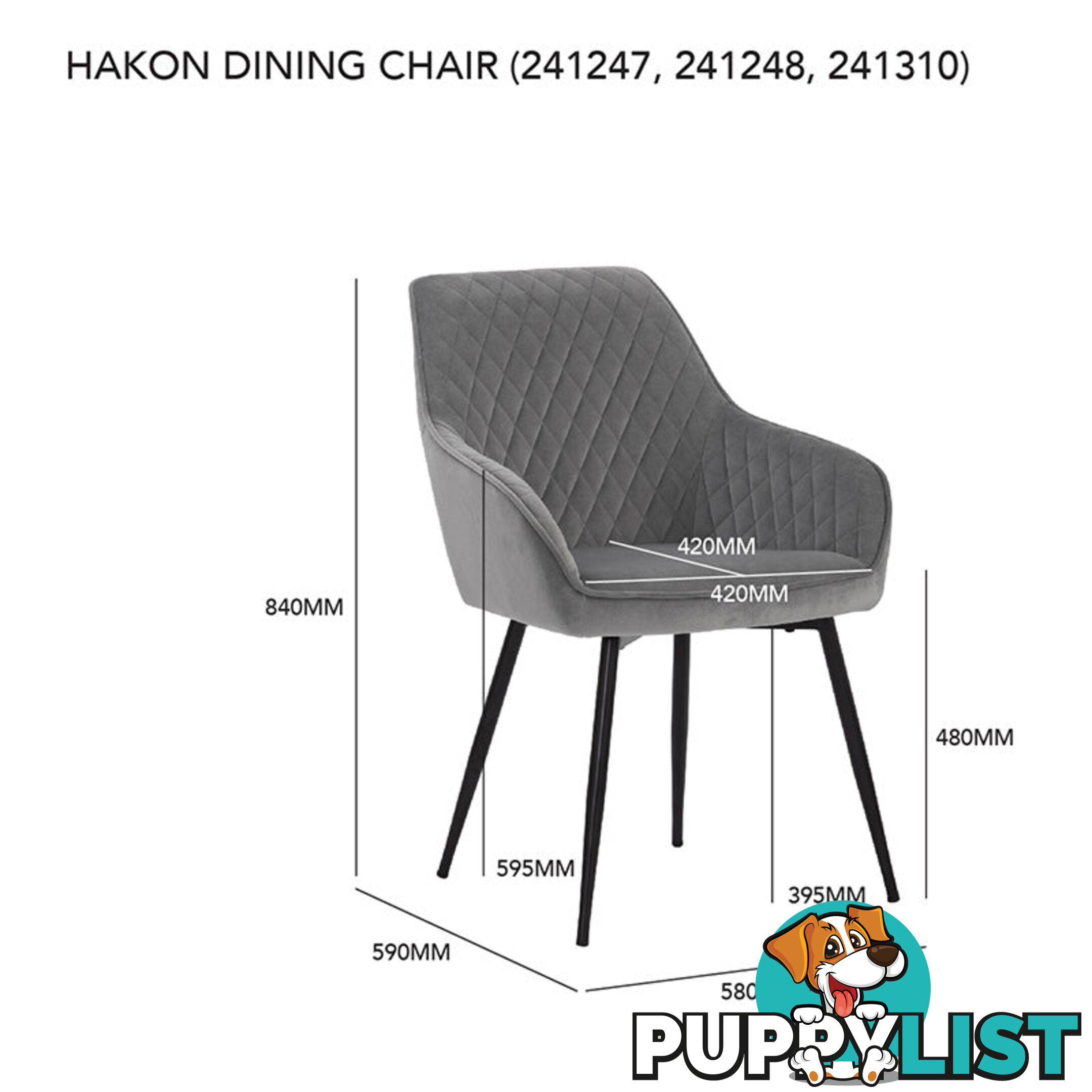 HAKON Dining Chair -  Grey & Black - 241247 - 9334719009704