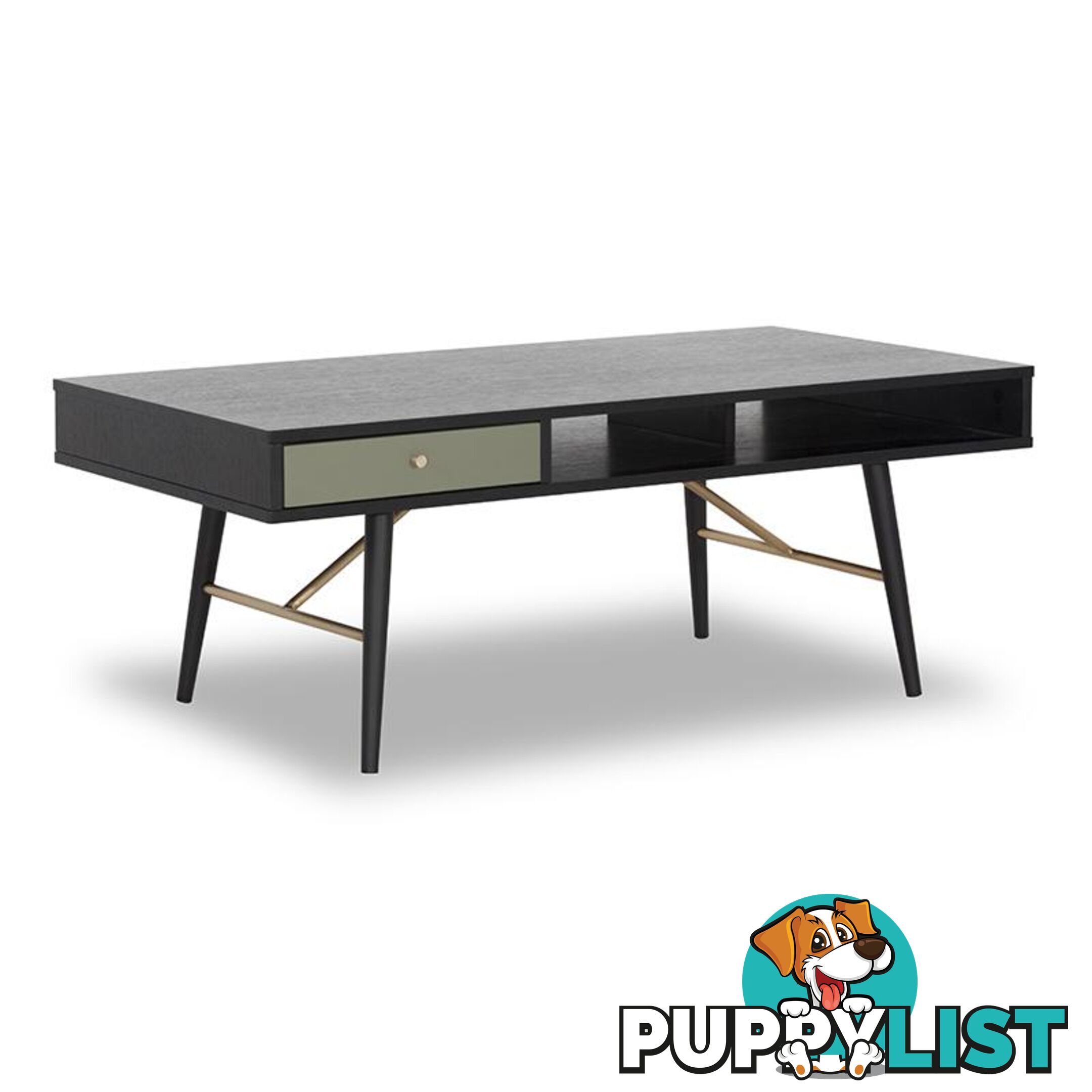 OMARI 117cm Black & Green Oak Coffee Table - DI-J5705 - 9334719001814