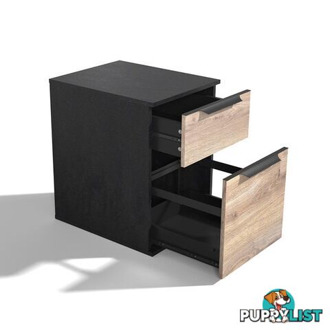 TRIBECA 2 Drawer Filing Cabinet - Warm Oak & Black - WF-N05 - 9334719011530