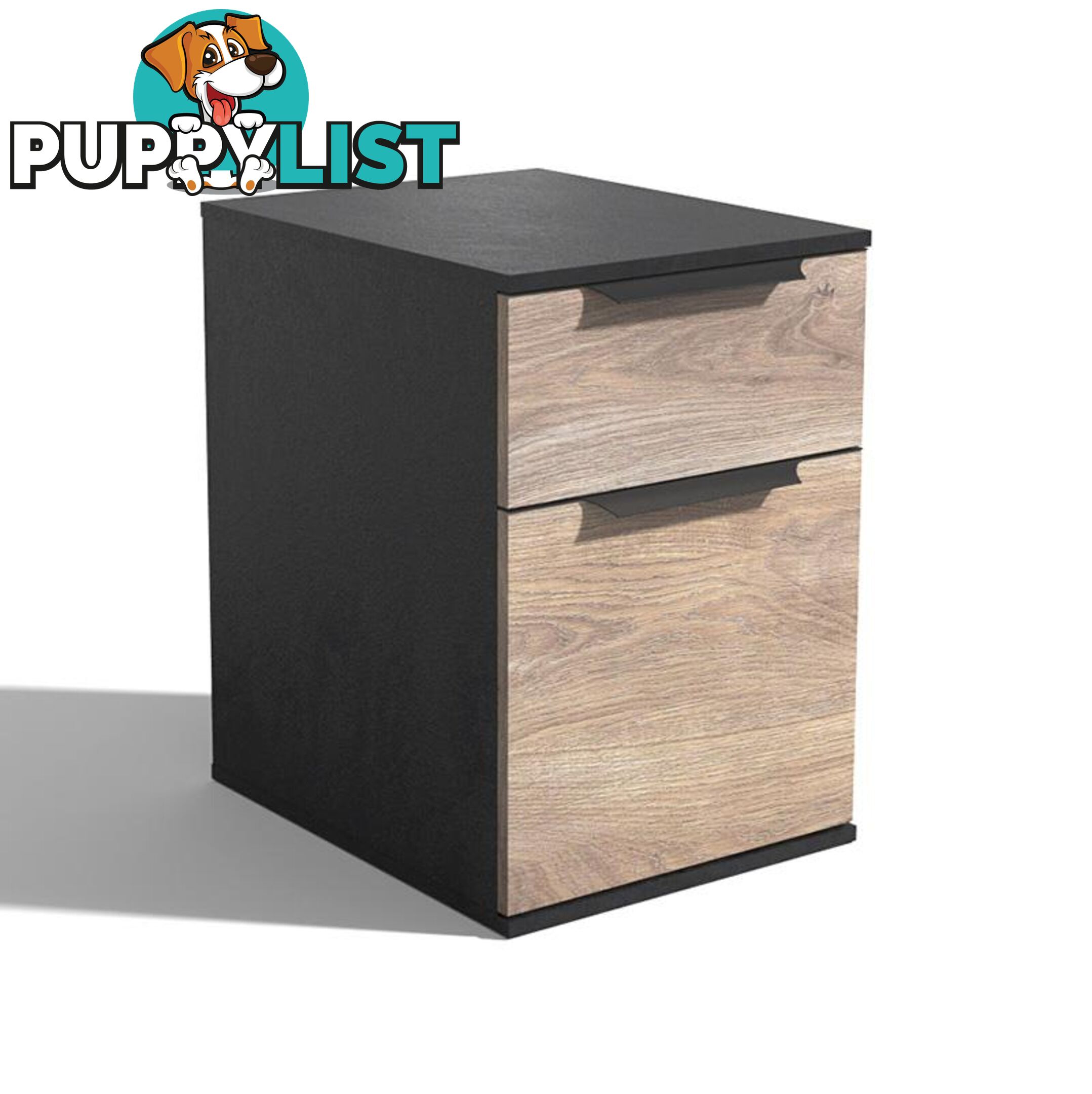 TRIBECA 2 Drawer Filing Cabinet - Warm Oak & Black - WF-N05 - 9334719011530