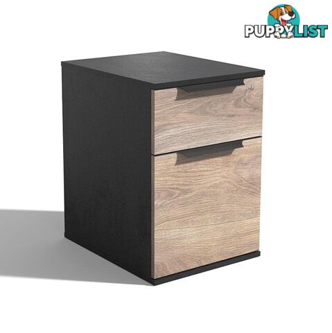 TRIBECA 2 Drawer Filing Cabinet - Warm Oak & Black - WF-N05 - 9334719011530