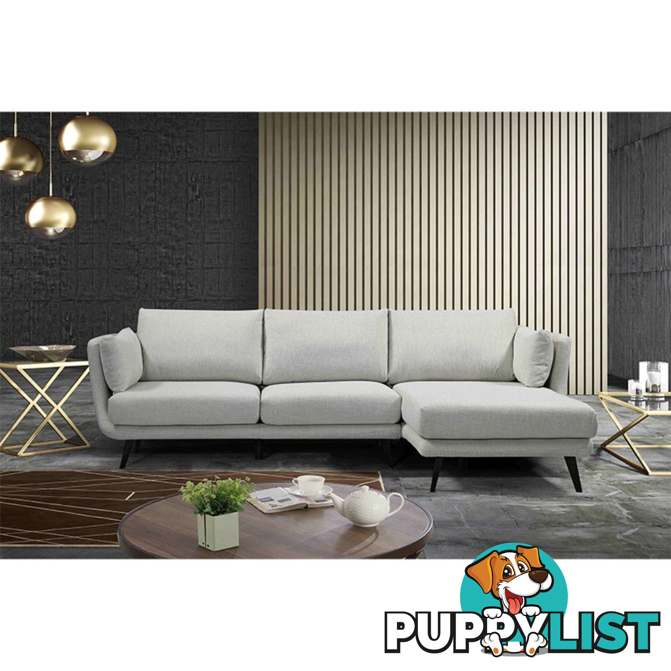 RANNI 3 Seater Sofa With Right Chaise - Warm Grey - HD-9551-R - 9334719001098