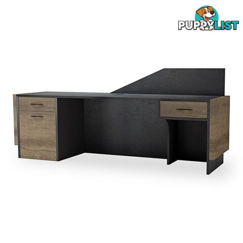 CONROY 2.4M Reception Desk Right Panel - Warm Oak & Black - WF-NT033-R - 9334719004532