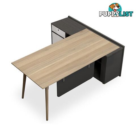 BAXTER Executive Desk Left Return 1.8M - Oak, Acacia Grey & Ivorie - MF-13NZJ003 - 9334719010465