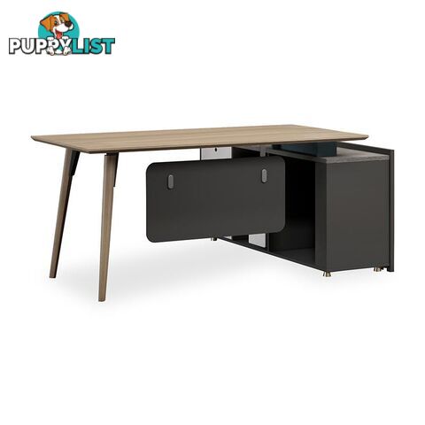 BAXTER Executive Desk Left Return 1.8M - Oak, Acacia Grey & Ivorie - MF-13NZJ003 - 9334719010465