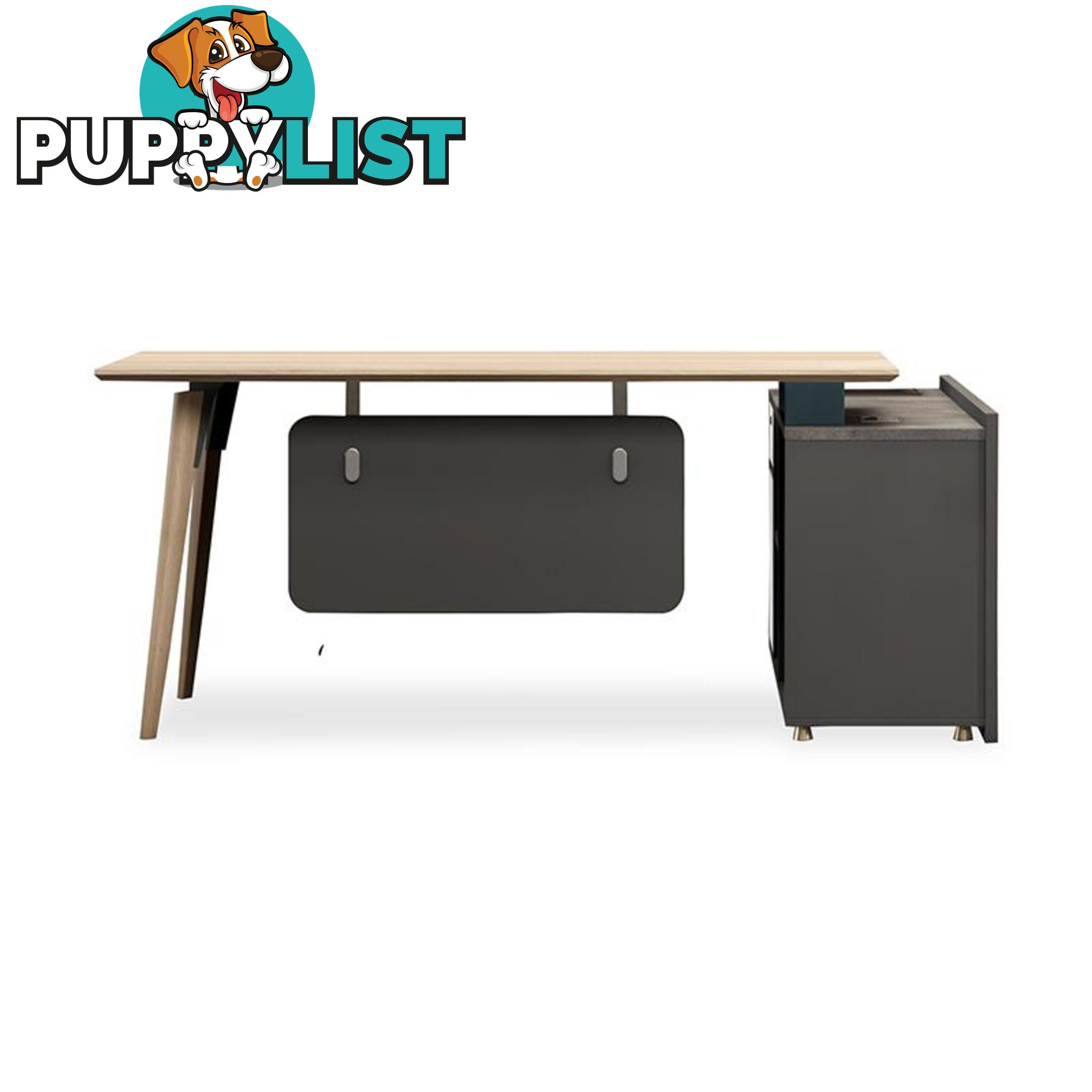 BAXTER Executive Desk Left Return 1.8M - Oak, Acacia Grey & Ivorie - MF-13NZJ003 - 9334719010465