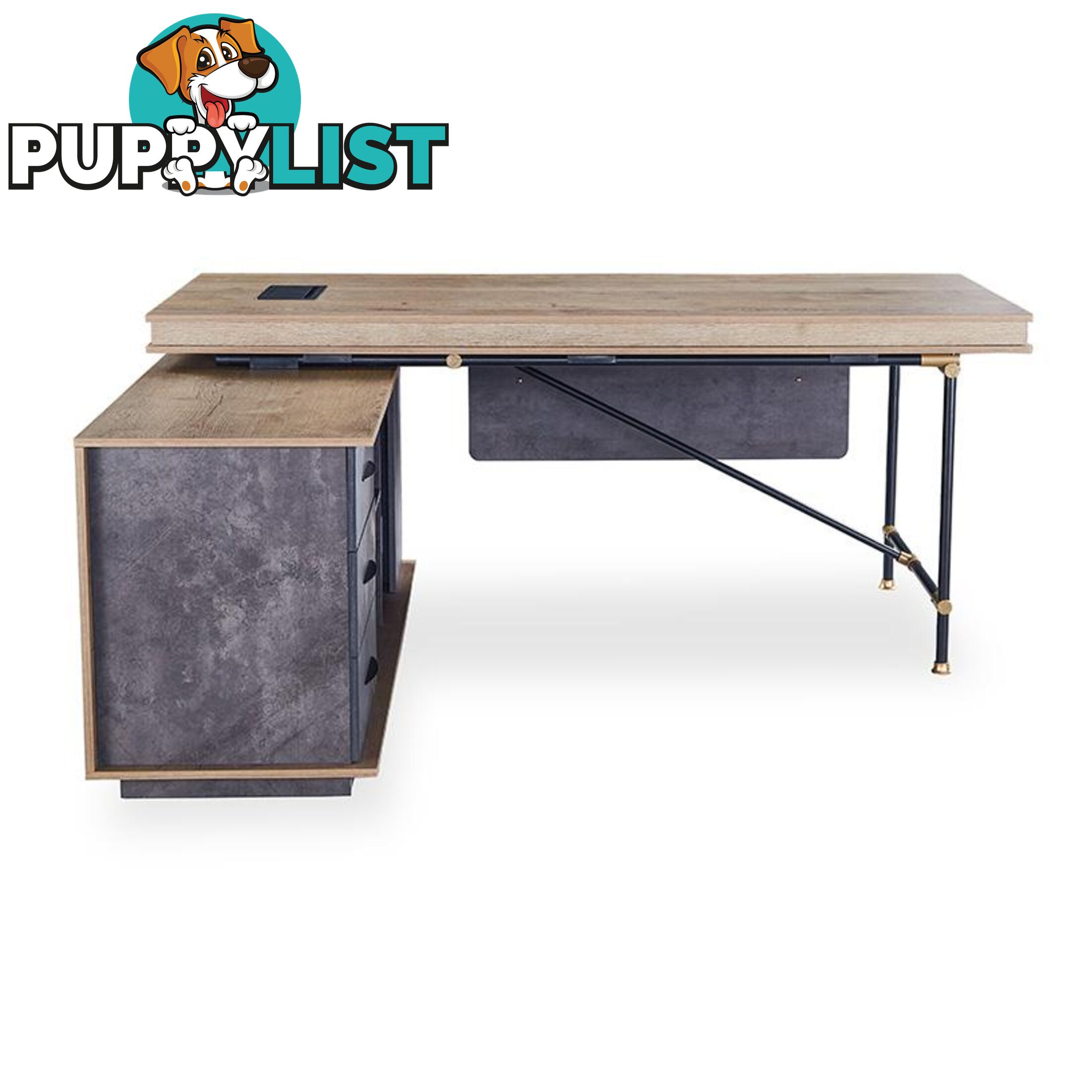 PARKER Executive Office Desk with Left Return 1.8M - Tobacco - WF-PW001A-L - 9334719004372