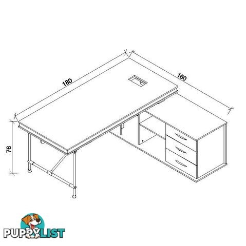 PARKER Executive Office Desk with Left Return 1.8M - Tobacco - WF-PW001A-L - 9334719004372