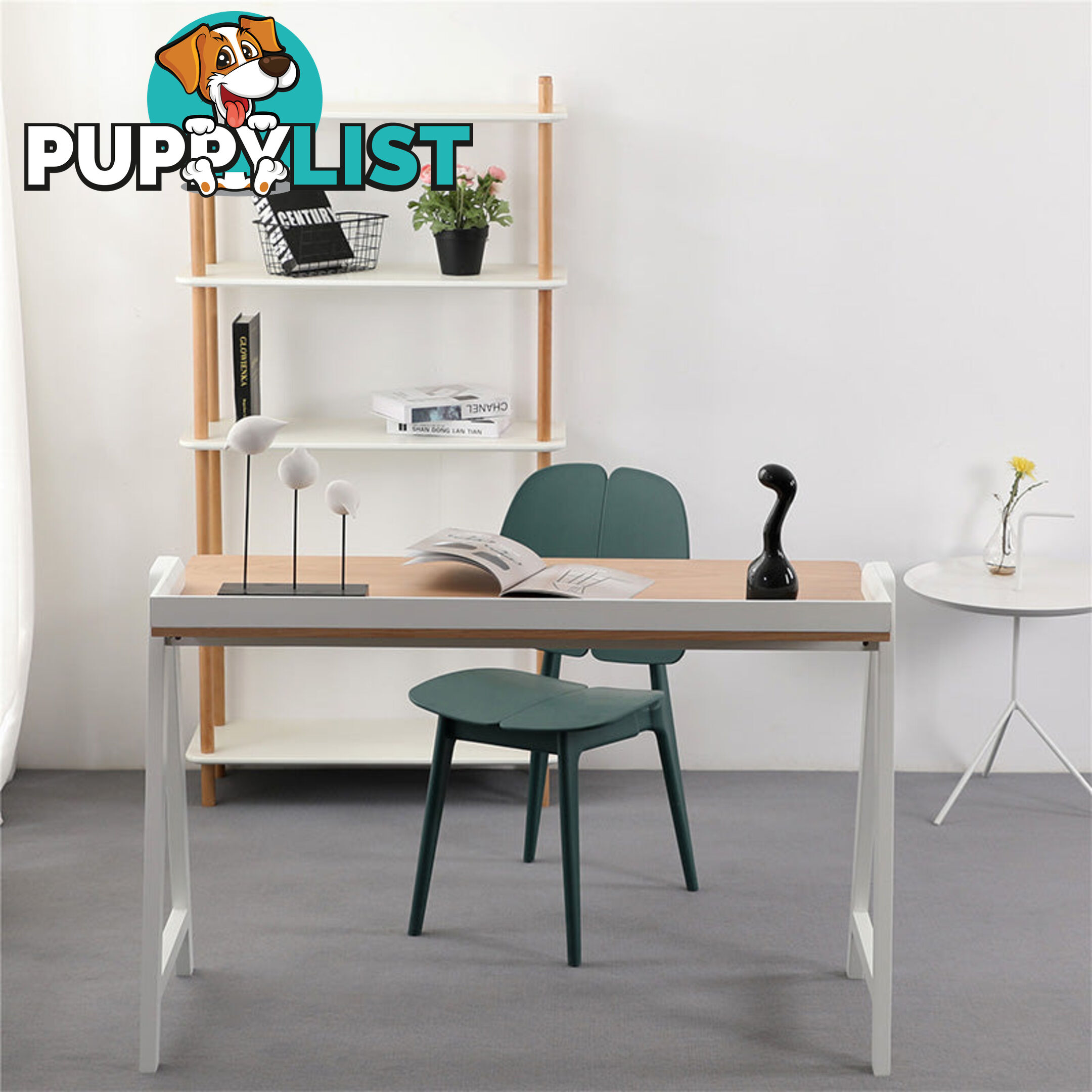 YARA Study Desk 118cm - White & Natural - BB-T002-W - 9334719012087