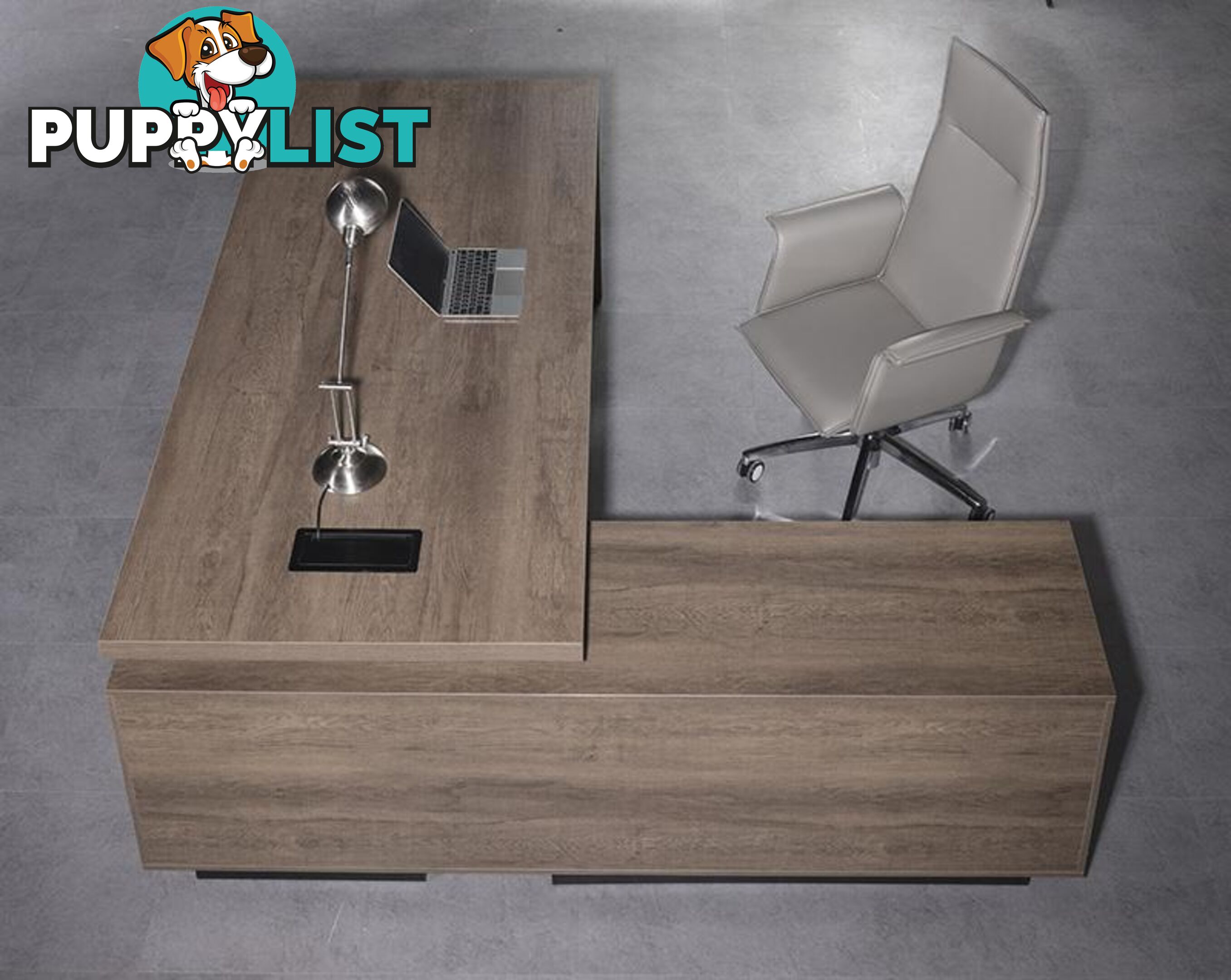 BALDER Executive Desk with Left Return 1.8-2.0M - Warm Oak & Black - WF-M2505-L - 9334719011455