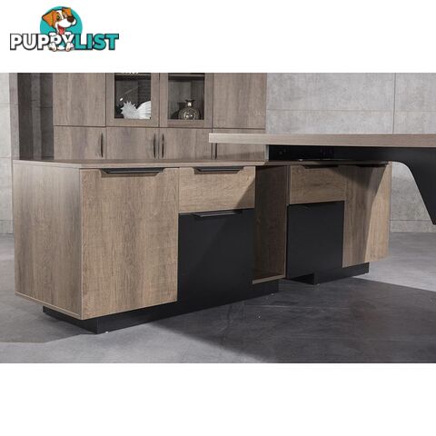 BALDER Executive Desk with Left Return 1.8-2.0M - Warm Oak & Black - WF-M2505-L - 9334719011455