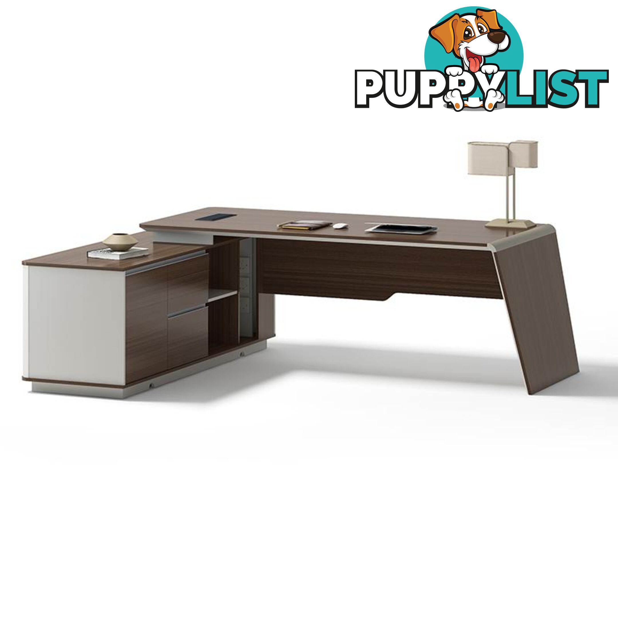 ANDERS Executive Desk Reversible Return 2.4M - Australian Gold Oak & Beige - DF-TIAN-D0224 - 9334719011172