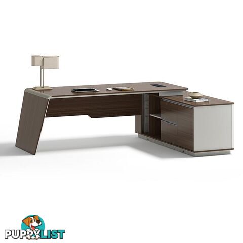 ANDERS Executive Desk Reversible Return 2.4M - Australian Gold Oak & Beige - DF-TIAN-D0224 - 9334719011172