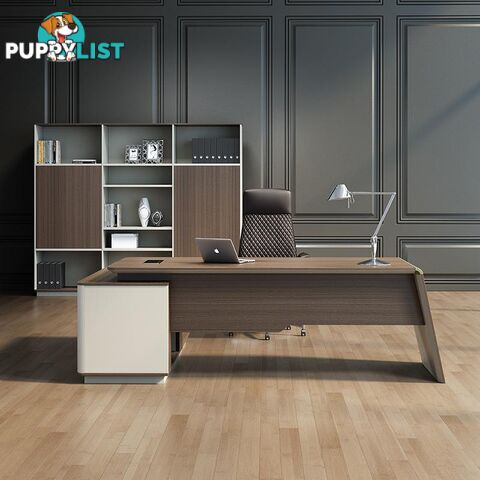 ANDERS Executive Desk Reversible Return 2.4M - Australian Gold Oak & Beige - DF-TIAN-D0224 - 9334719011172