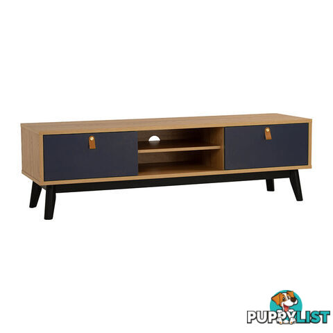 CASTOR Entertainment TV Unit 180cm - Natural, Navy Blue & Black - 336054 - 9334719012209