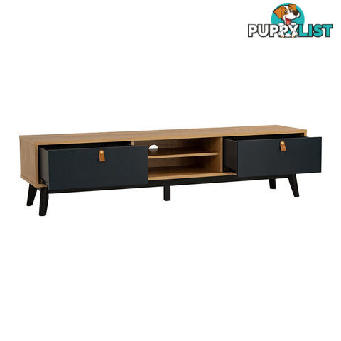 CASTOR Entertainment TV Unit 180cm - Natural, Navy Blue & Black - 336054 - 9334719012209