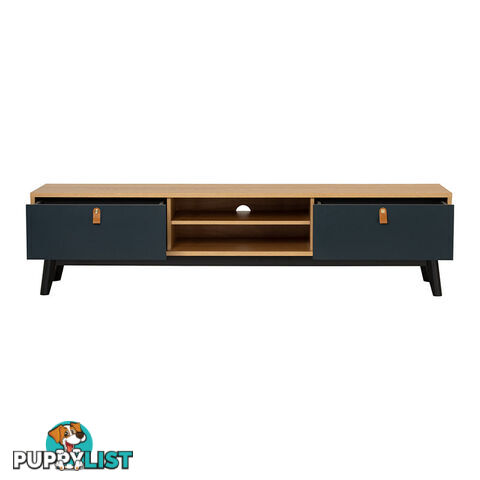 CASTOR Entertainment TV Unit 180cm - Natural, Navy Blue & Black - 336054 - 9334719012209