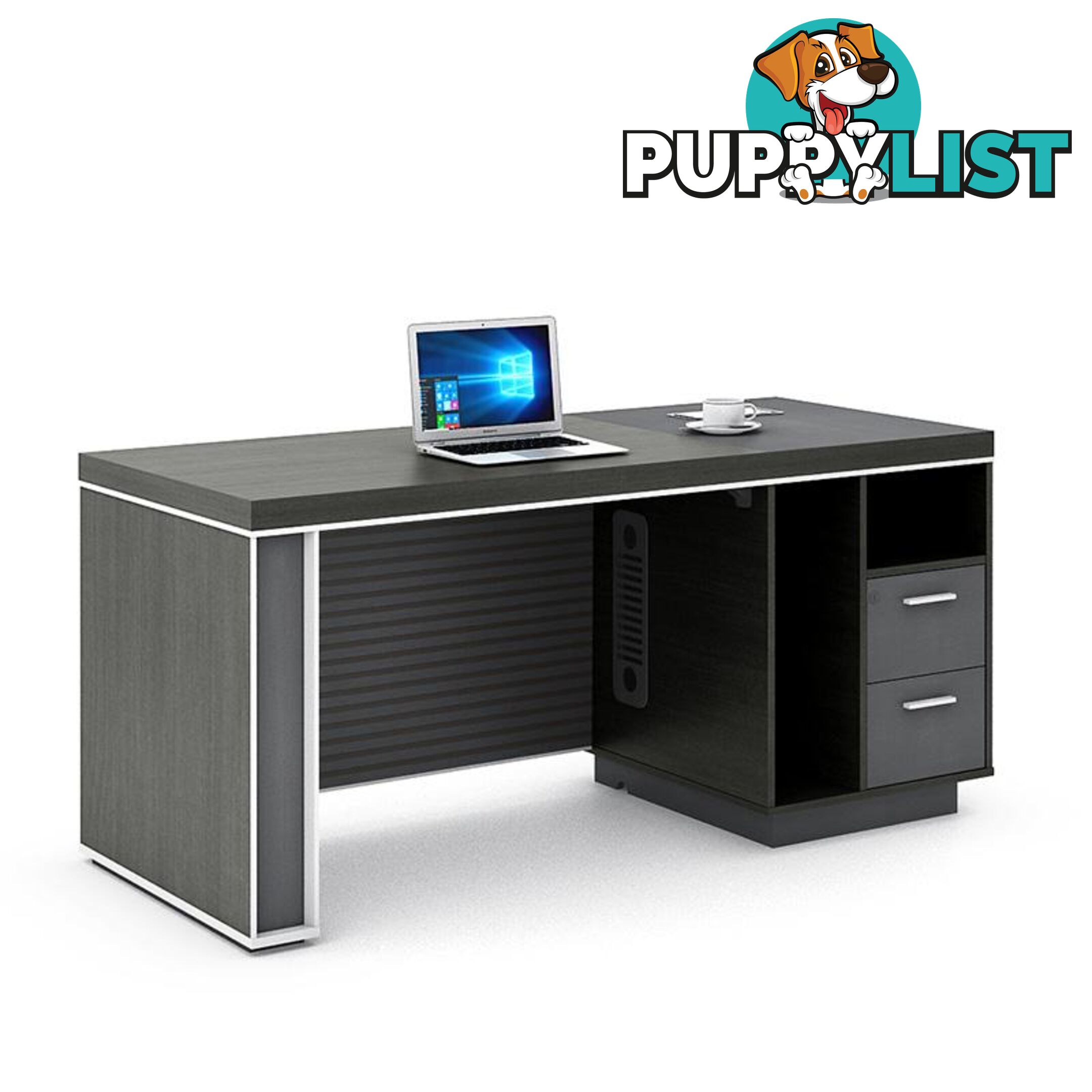 MATEES Executive Desk Reversible 1.6M - Grey/ Brown - DF-BJSX1616 - 9334719010373