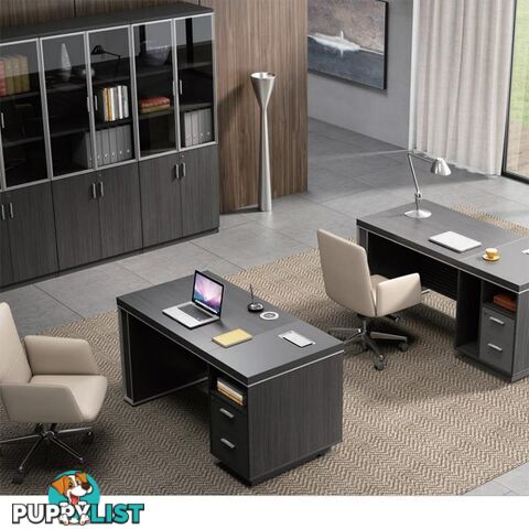 MATEES Executive Desk Reversible 1.6M - Grey/ Brown - DF-BJSX1616 - 9334719010373