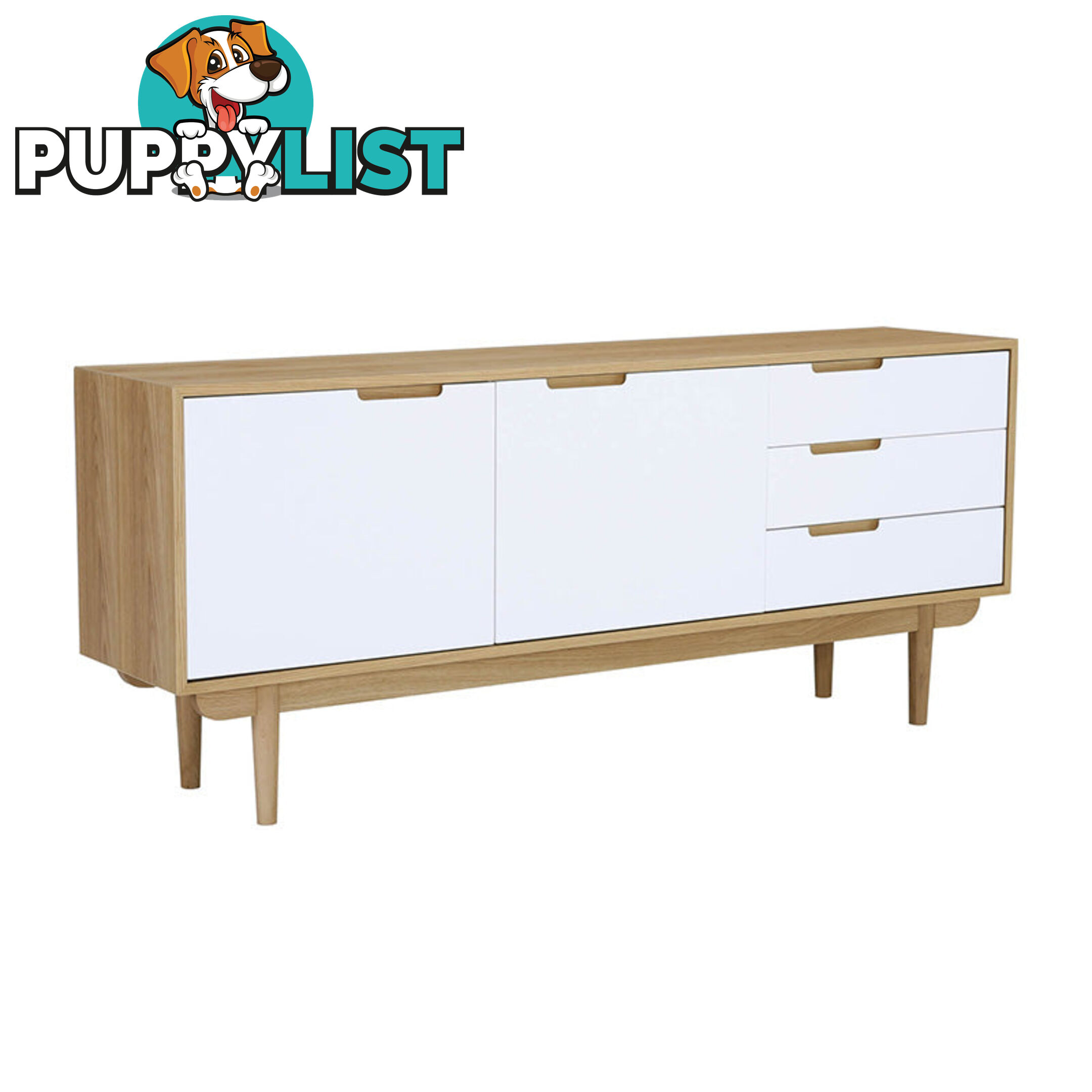 NAKULA Sideboard 180cm - Natural & White - 346023 - 9334719012162