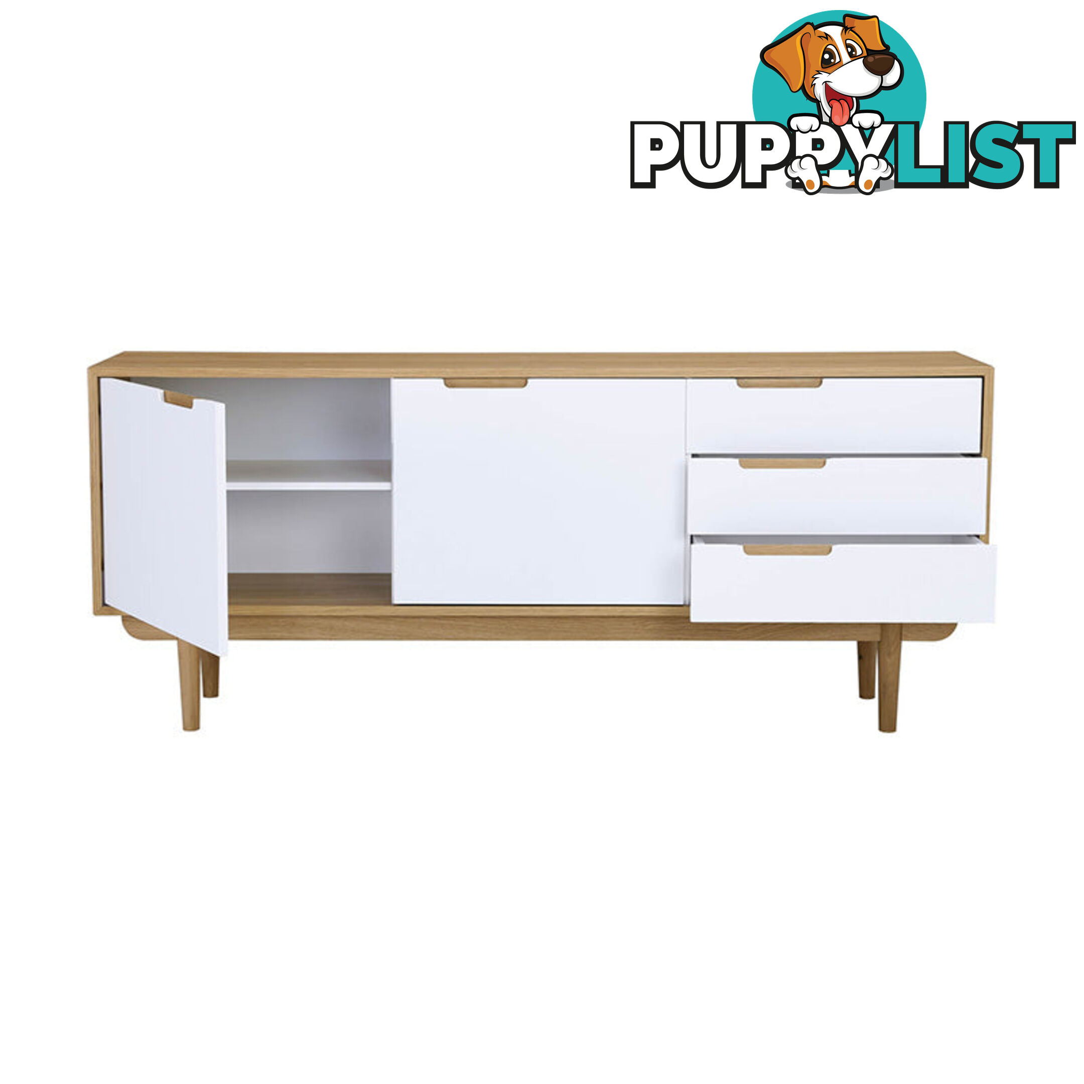 NAKULA Sideboard 180cm - Natural & White - 346023 - 9334719012162