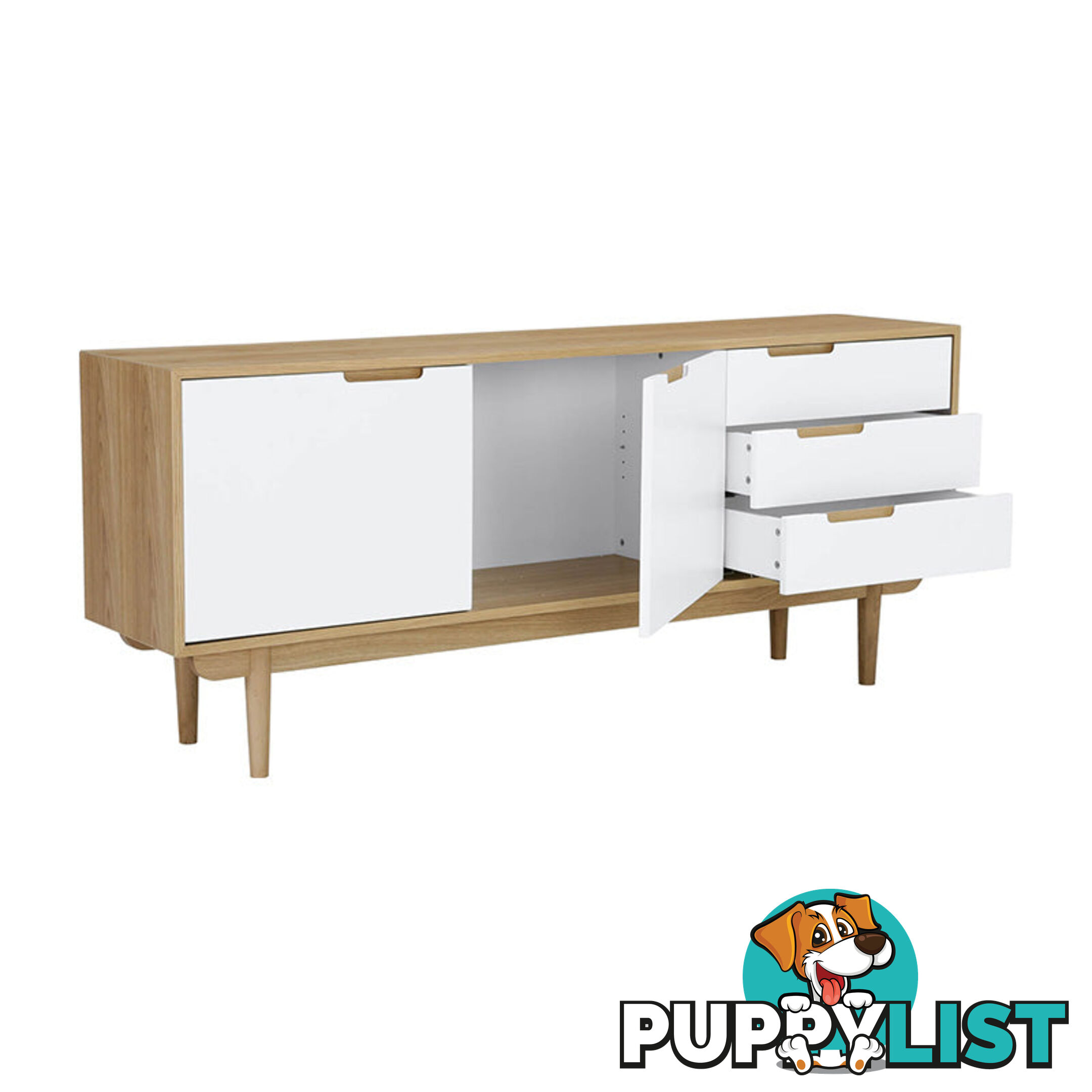 NAKULA Sideboard 180cm - Natural & White - 346023 - 9334719012162