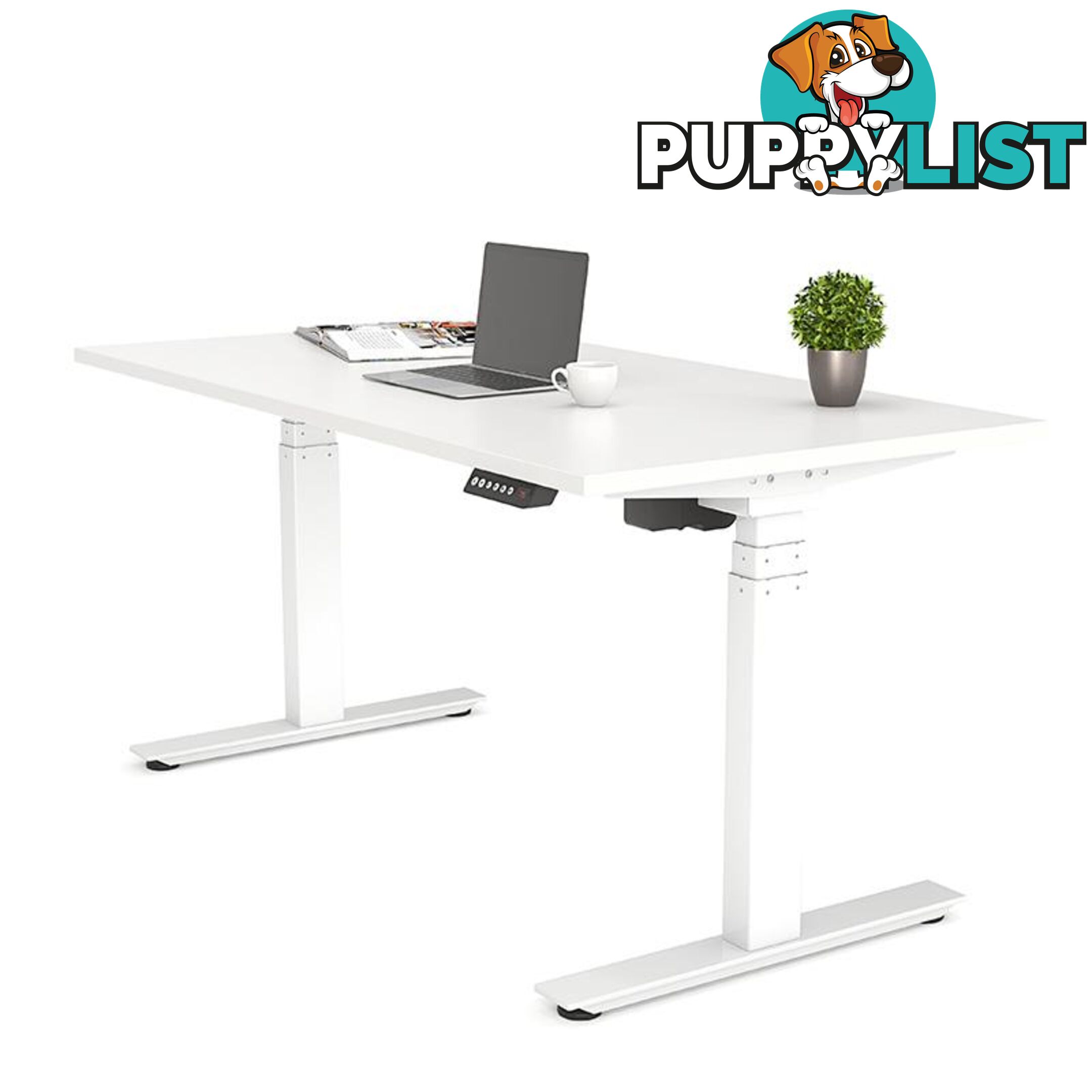 AGILE PRO Electric 2 Column Sit Standing Desk - 1200mm to 1800mm - Oak & White - OG_AGE2SSD150