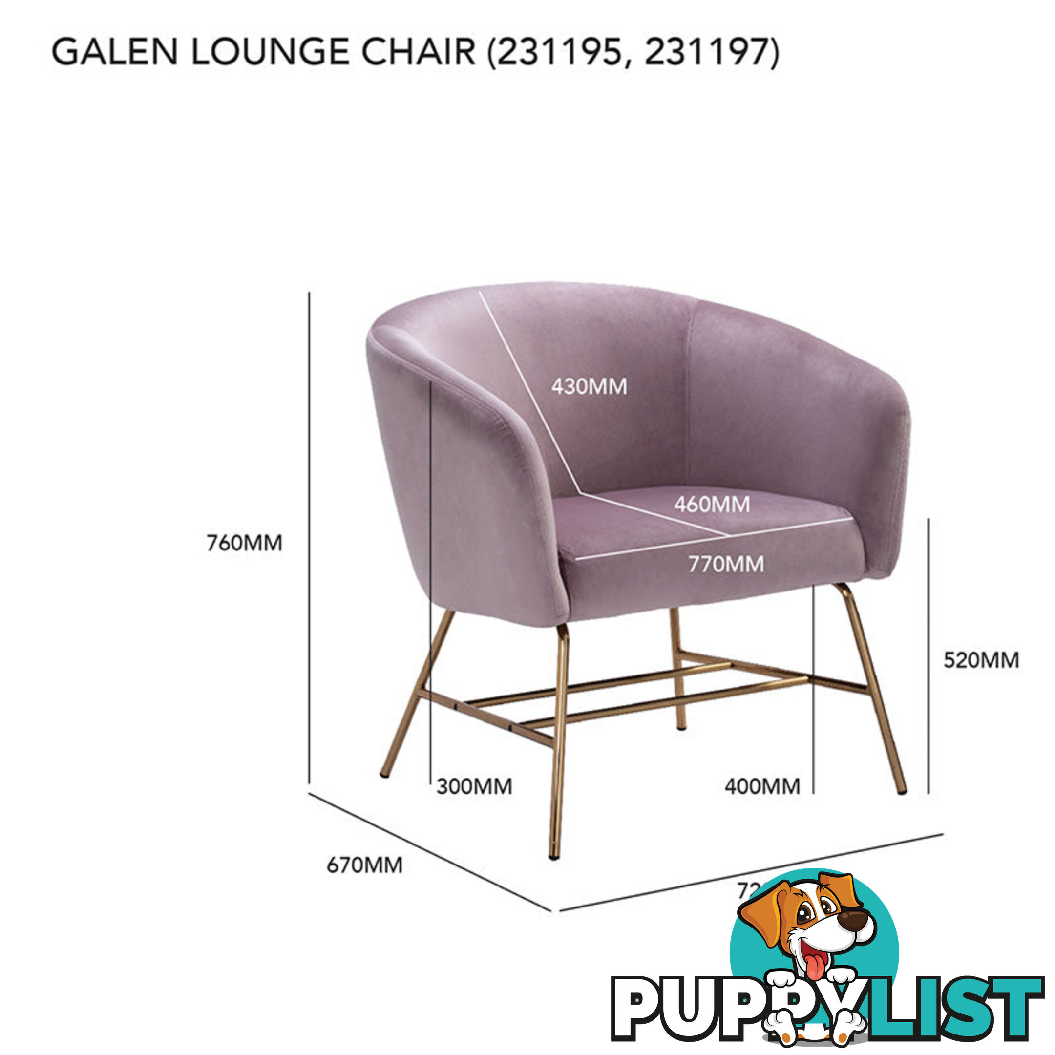 GALEN Lounge Chair - Rosa - 231195 - 9334719000787