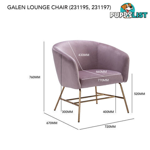 GALEN Lounge Chair - Rosa - 231195 - 9334719000787