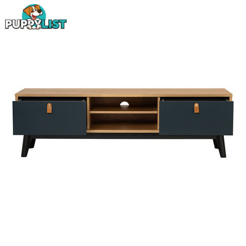 CASTOR Entertainment TV Unit 150cm - Natural, Navy Blue & Black - 335043 - 9334719012193