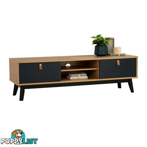 CASTOR Entertainment TV Unit 150cm - Natural, Navy Blue & Black - 335043 - 9334719012193