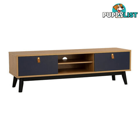 CASTOR Entertainment TV Unit 150cm - Natural, Navy Blue & Black - 335043 - 9334719012193