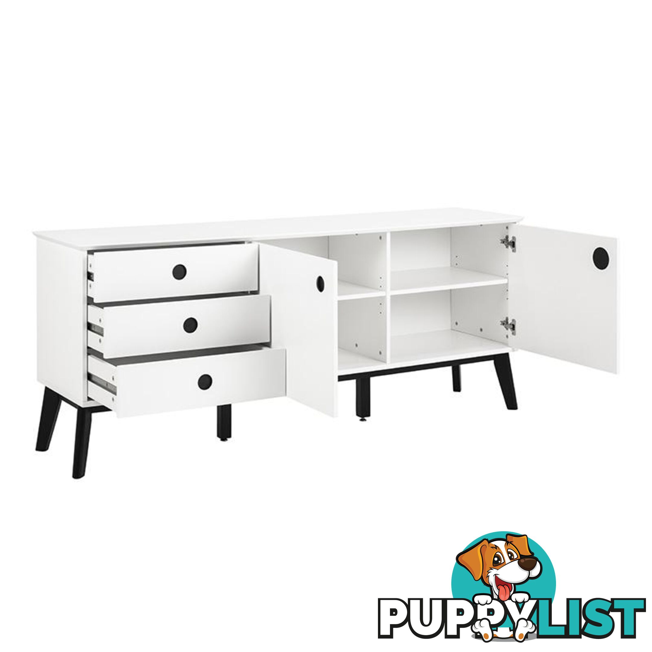 SABINE Sideboard 180cm - White/Black - AC-91721-2 - 5705994999648