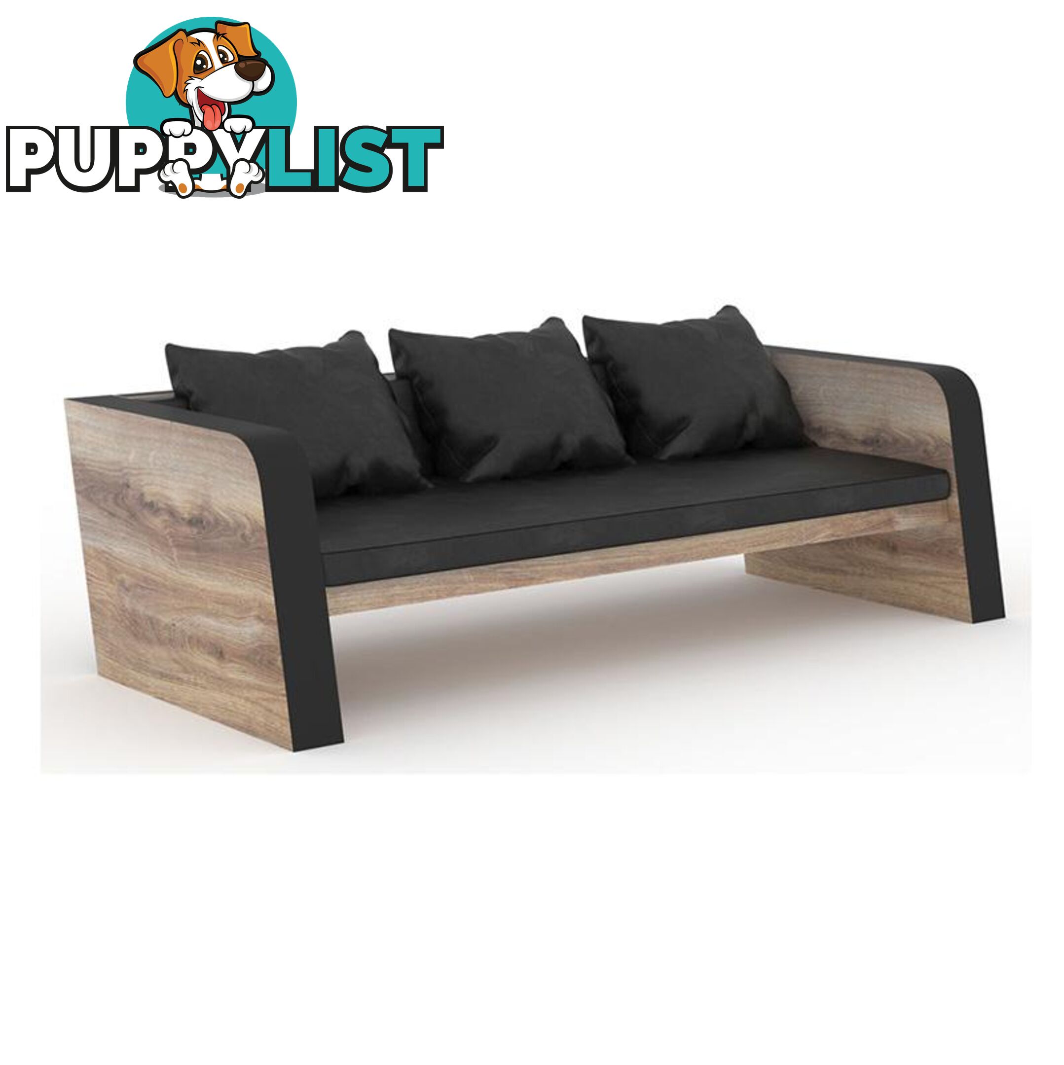 FRANCO Three Seater Sofa - Warm Oak & Black - WF-N2821-3 - 9334719004006