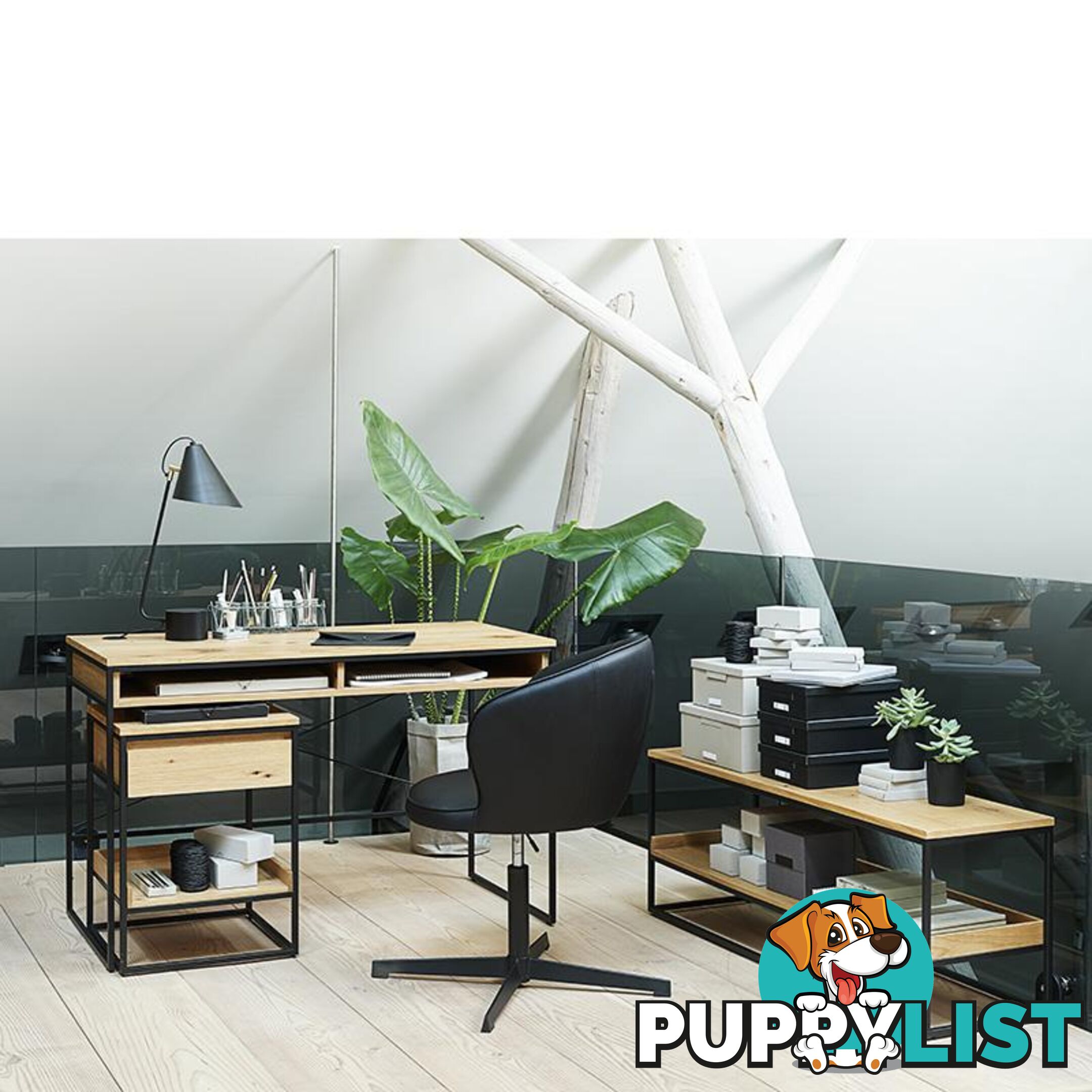 RIVOLI Study Desk 120cm -  Natural & Black - 43331020 - 5704745097053