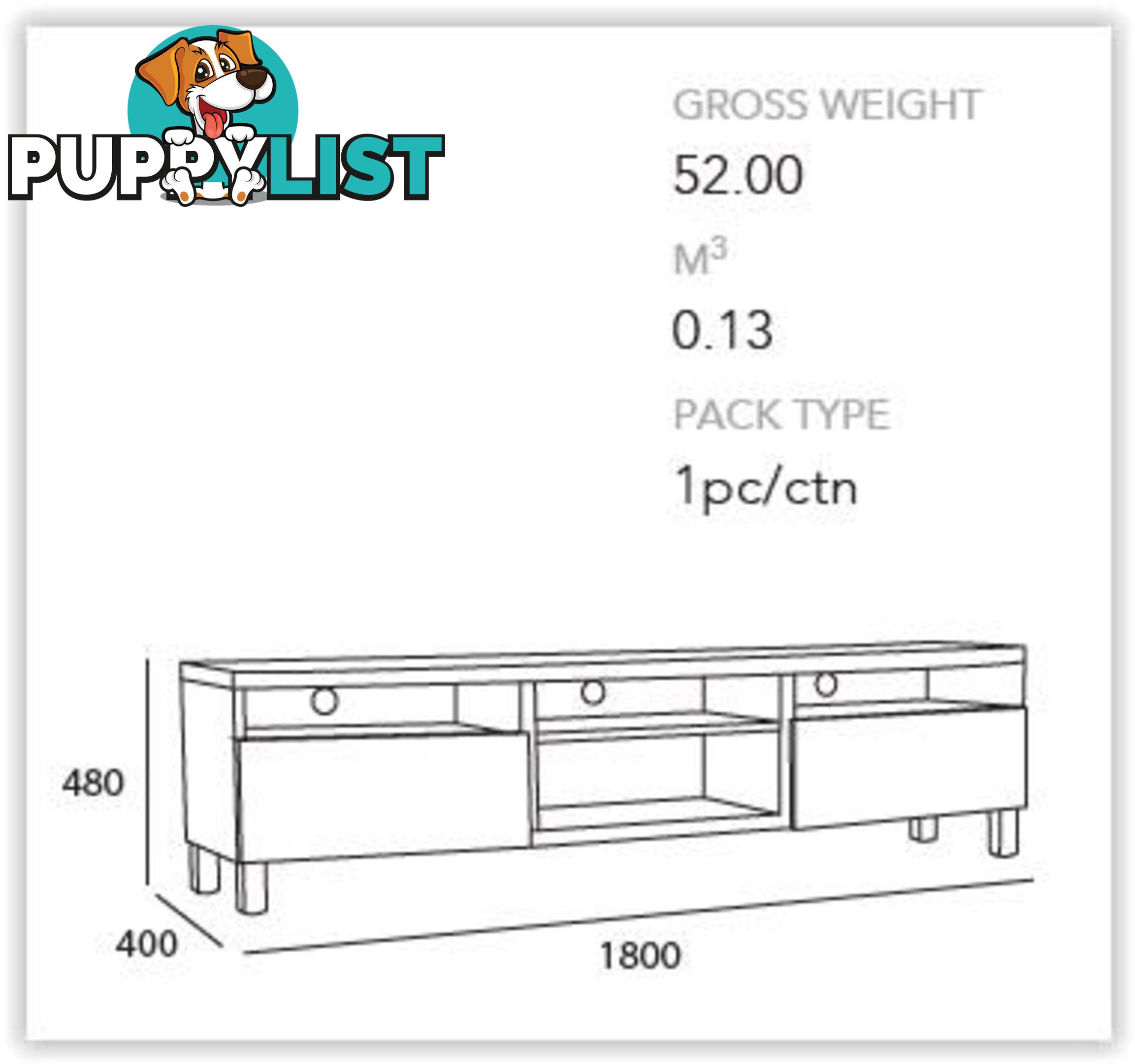 GORDY TV Entertainment Unit 180cm - Natural Colour - 336001 - 9334719008844