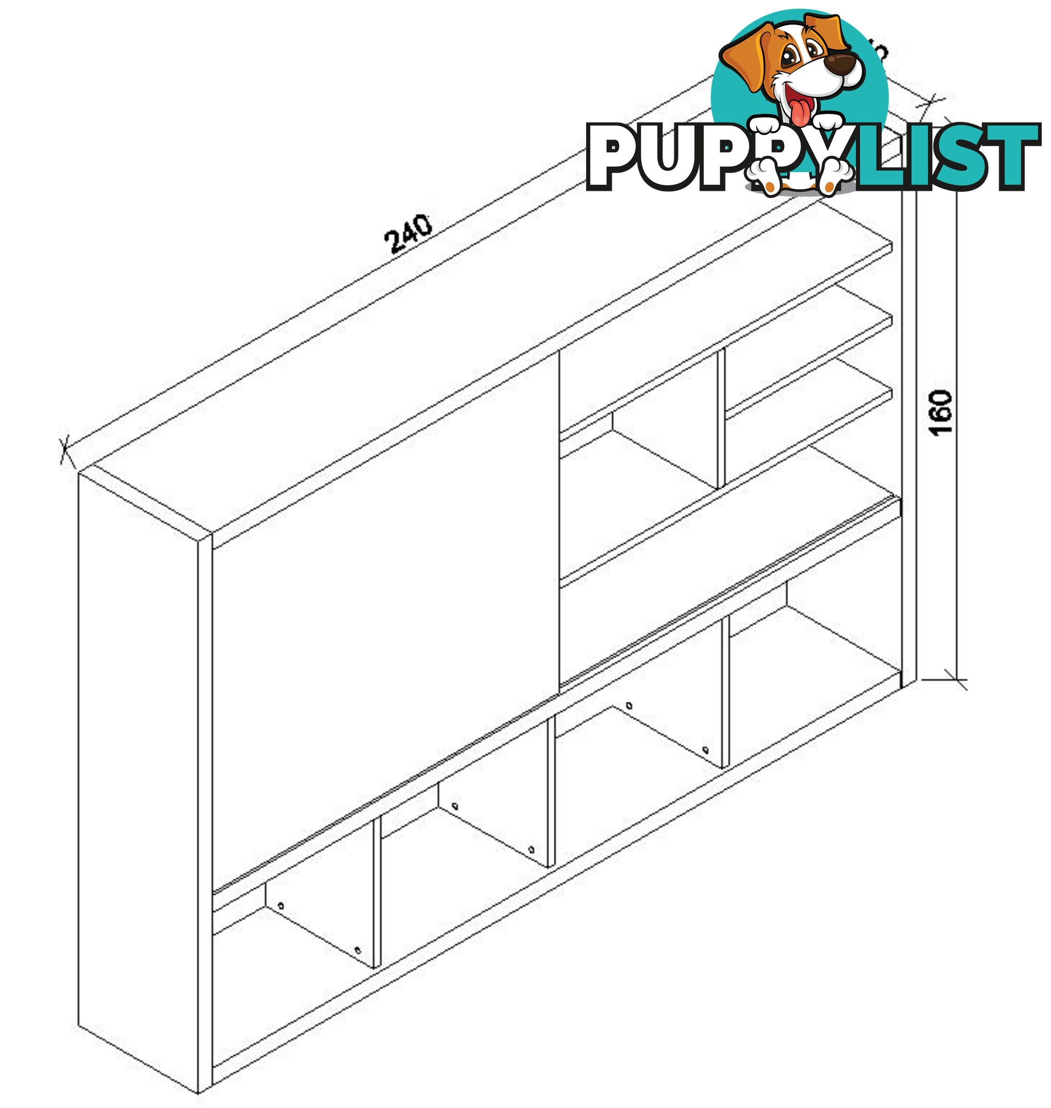 DAXTON Display Unit 2.4M - Warm Oak & Black - WF-NS2810 - 9334719004211