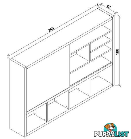 DAXTON Display Unit 2.4M - Warm Oak & Black - WF-NS2810 - 9334719004211