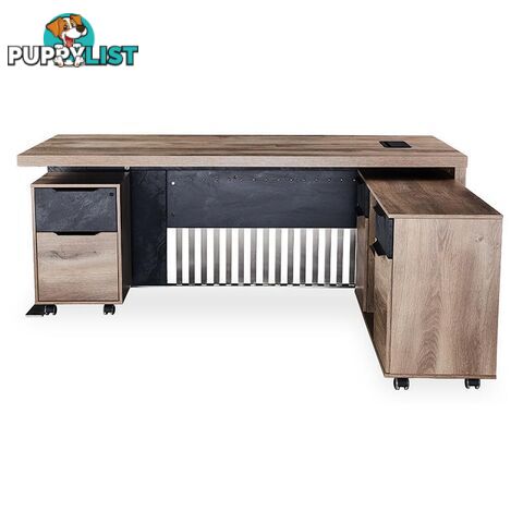 AFTAN Executive Desk with Pedestal & Right Mobile Return 1.8M - Warm Oak & Black - WF-N2806-R - 9334719003962