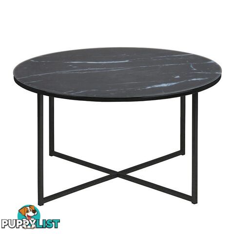 KOLINA Marble Glass Round Coffee Table 80cm - Black - AC-0000069558 - 5705994925562