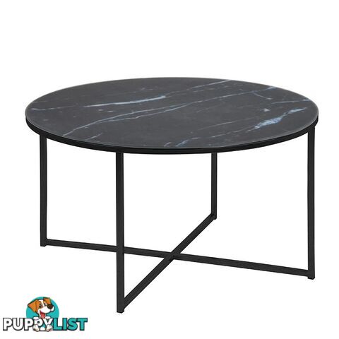 KOLINA Marble Glass Round Coffee Table 80cm - Black - AC-0000069558 - 5705994925562