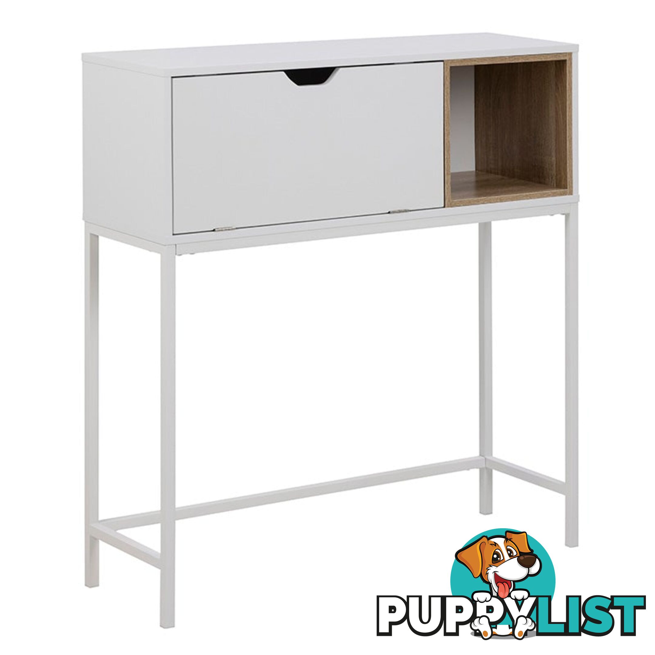 BATLEY Study Desk Console 91.5cm - White & Natural - AC-0000081946 - 5713941068095