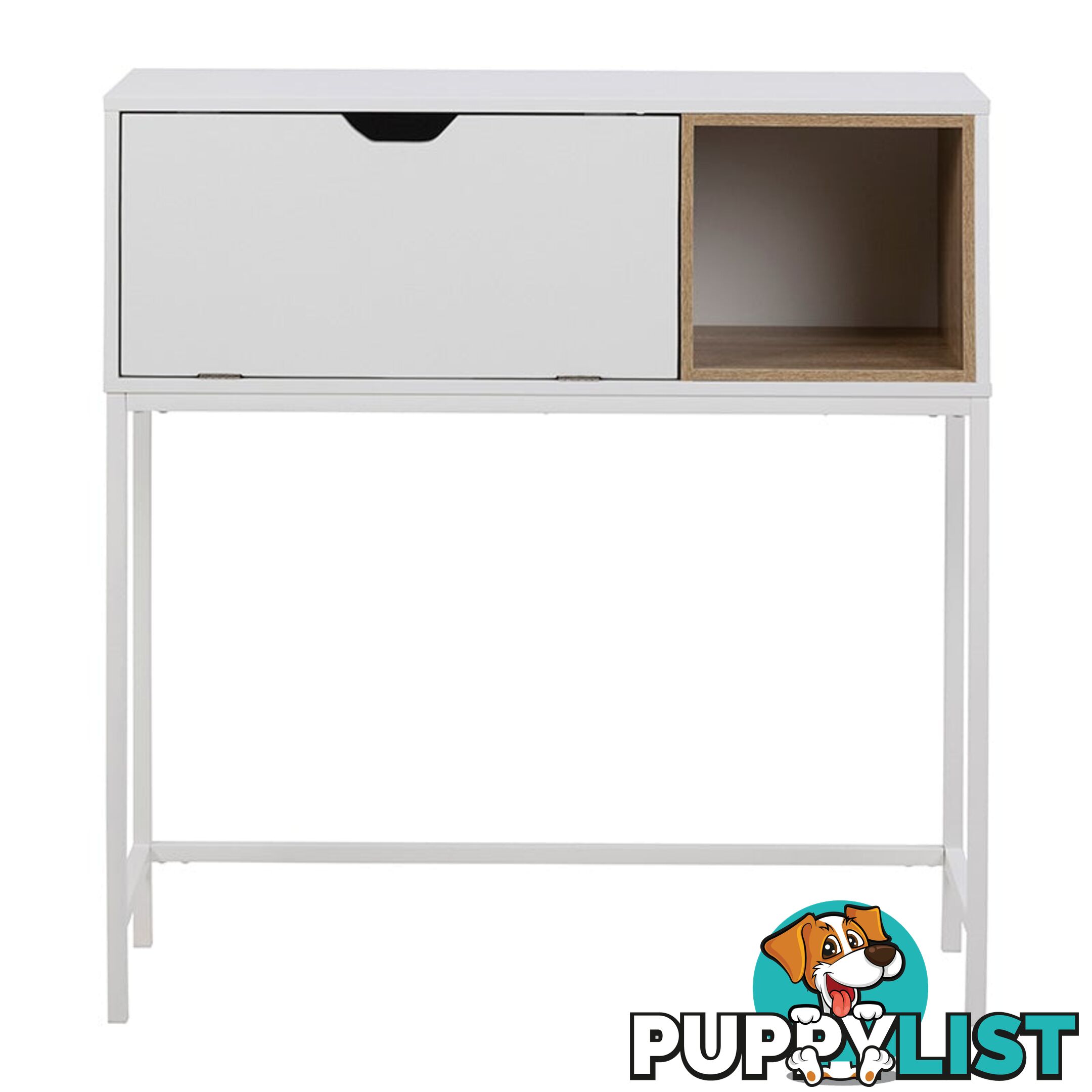 BATLEY Study Desk Console 91.5cm - White & Natural - AC-0000081946 - 5713941068095