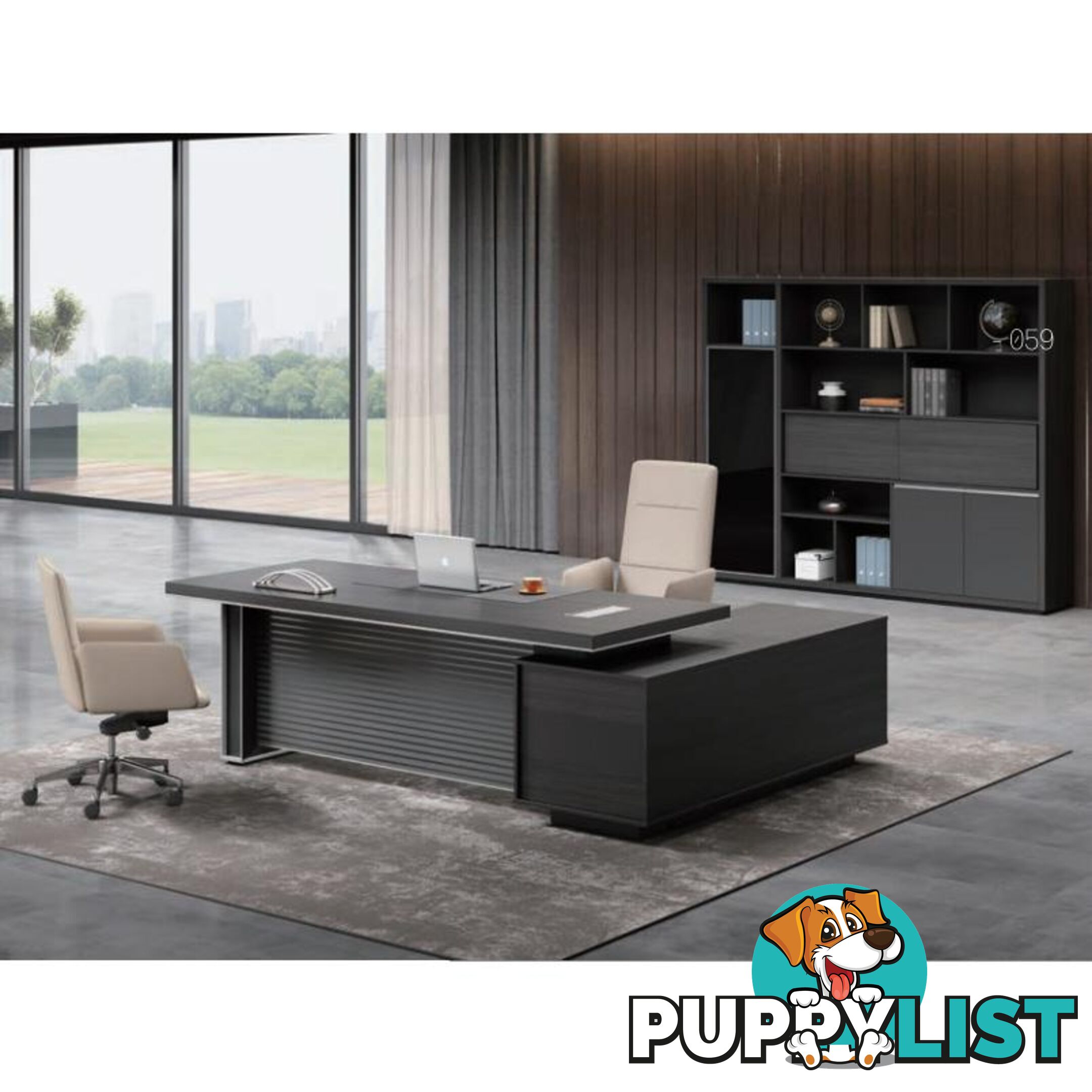 MATEES Executive Desk Reversible  2.0M - Grey/ Brown - DF-BJSD1120 - 9334719010342