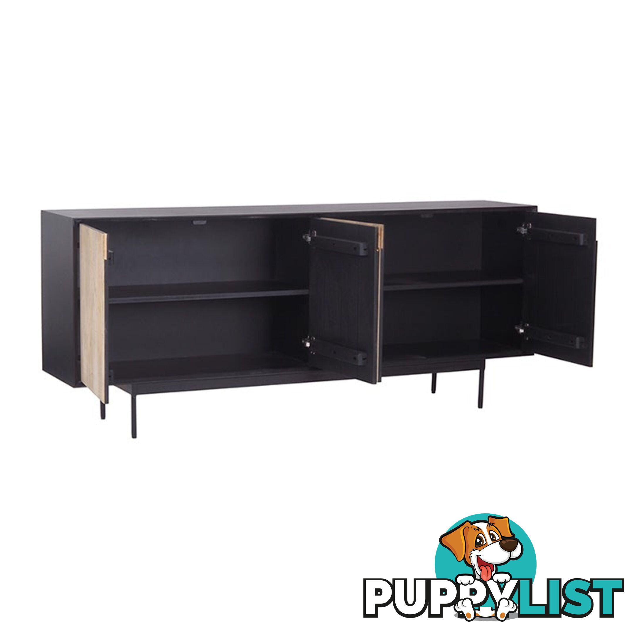 RADLEY Sideboard 180 cm Solid Mango Wood - Natural & Black - LX-2104 - 9334719011943