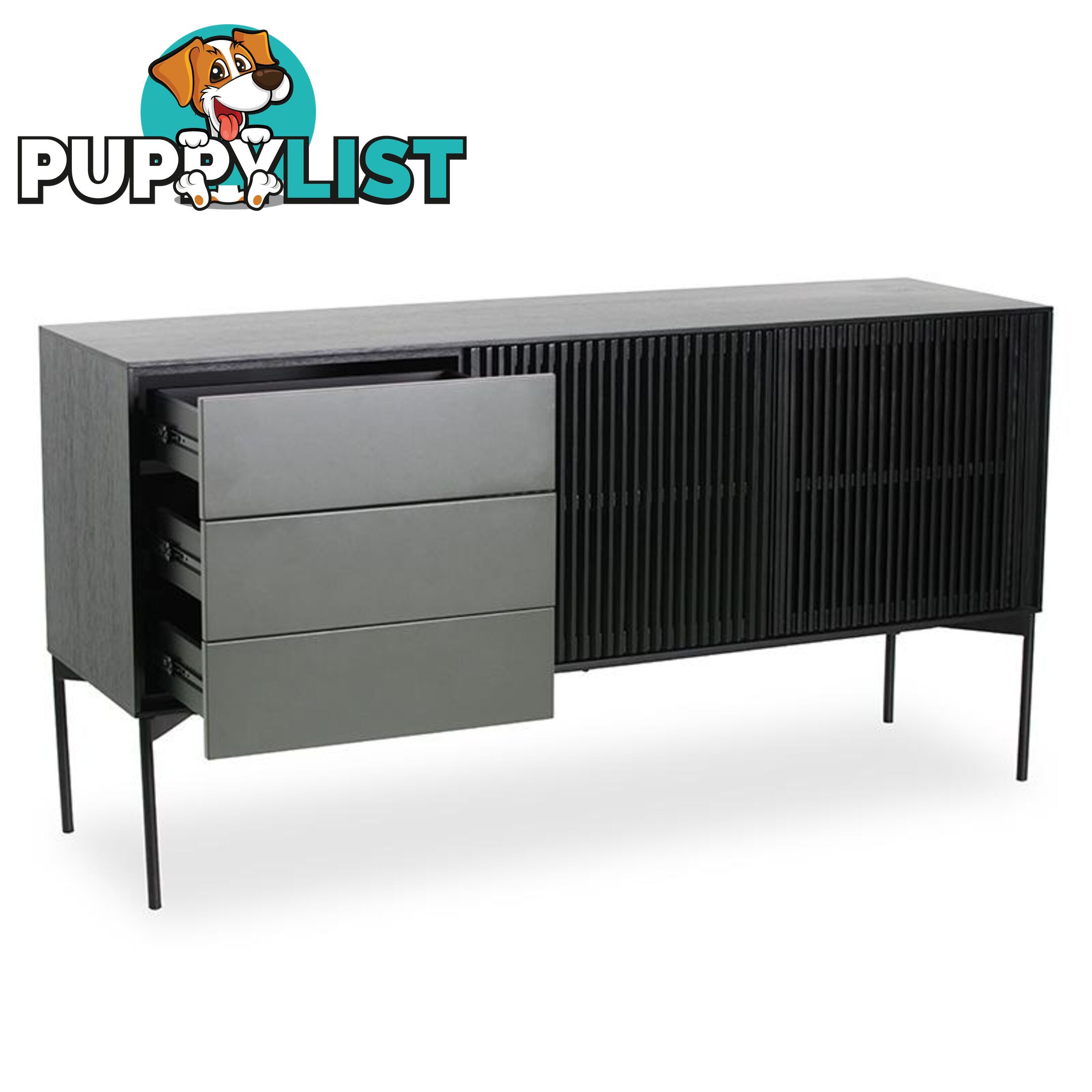 SEGAN Sideboard 160cm - Black - DI-J9695 - 9334719002019